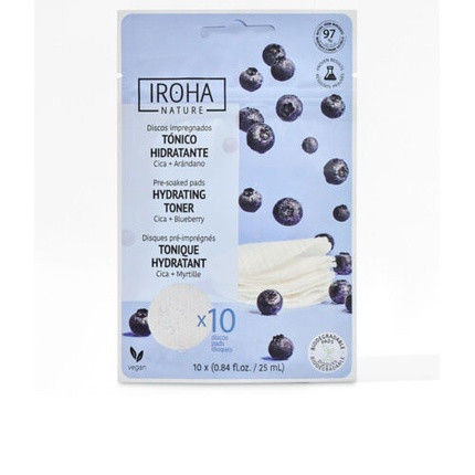 Iroha Hydrating Toner Pre-Soaked Pads for Face Care Unisex 10 Pads