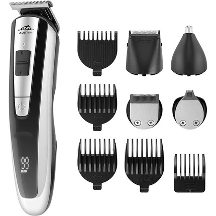 ETA Austin Hair and Beard Trimmer 2 Speeds 9 Attachments (3-12mm) 60min Li-Ion Battery Titanium Blades