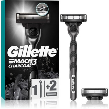 Gillette Mach3 Charcoal Razor + 2 Replacement Blades