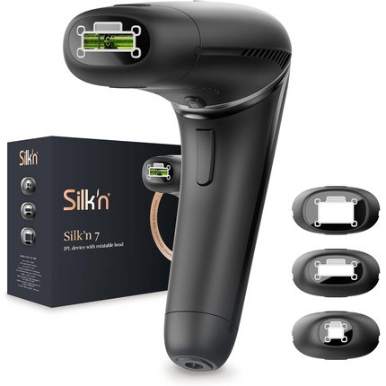 Silk'n 7 IPL Device with Rotating Head Permanent Hair Reduction 600000 Light Pulses for Light to Dark Skin Three Attachments Extra Fast Application