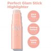 the SAEM Perfect Glam Stick Blusher with Blending Sponge WH01 Aurora Wave Luxurious Soft Melting Balm Highlighter with Shea Butter and Ceramide NP Natural Radiance Glow Makeup 0.2oz