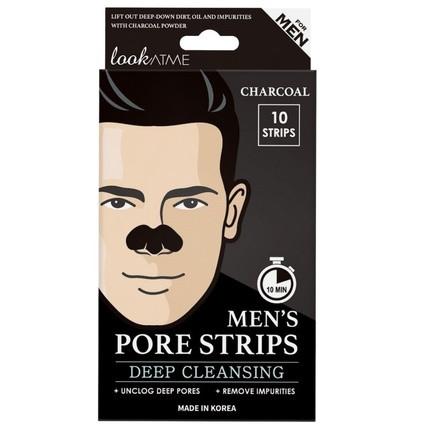 Look At Me Men's Pore Strips Cleansing Charcoal Nose Patch - 10 Pieces