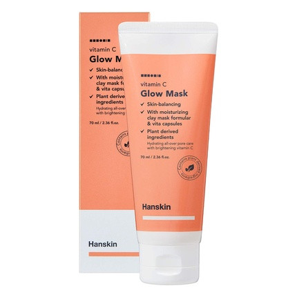 Hanskin Vitamin C Glow Mask Clay Mask with Ascorbic Acid for Glowing Skin and Pore Purifying Hydrating and Moisturizing 70ml