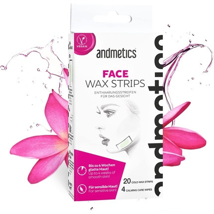 Andmetics FACE Wax Strips Cold Wax Hair Removal Strips for The Face 20 Strips