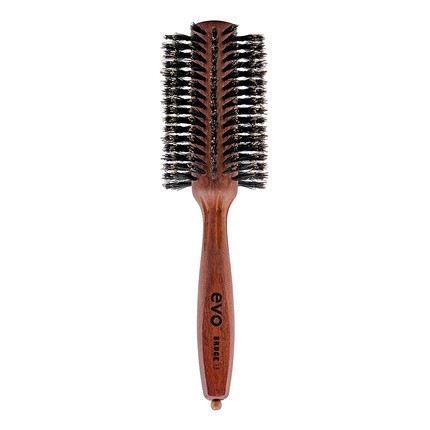 Evo Bruce Bristle Radial Brush 28mm - Small Styling Brush with Natural Boar Bristles for Women and Men - Made from Certified Wood